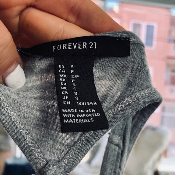 3/$20 FOREVER 21 Grey Gray Strappy Open Back Asymmetrical Tunic Tank Top Shirt S - Picture 6 of 7